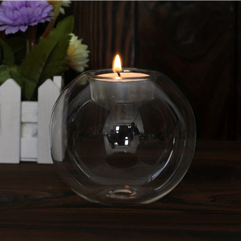 Portavelas de Vidrio de Estilo Europeo Elegante con Base Metálica - Perfecto para Bodas Románticas, Aniversarios y Noches de Citas | Ideal para Decoración del Hogar y Ambiente de Mesa, Decoración de Portavelas