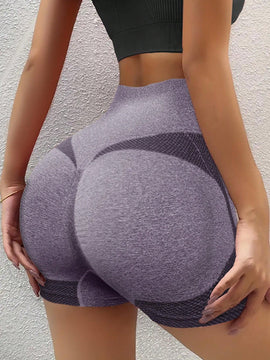 1 pieza shorts de yoga de cintura alta sin costuras amarillos, shorts comodos y transpirables con control de abdomen y levantamiento