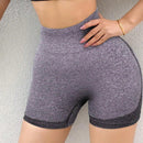 1 pieza shorts de yoga de cintura alta sin costuras amarillos, shorts comodos y transpirables con control de abdomen y levantamiento