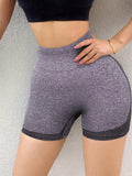 1 pieza shorts de yoga de cintura alta sin costuras amarillos, shorts comodos y transpirables con control de abdomen y levantamiento