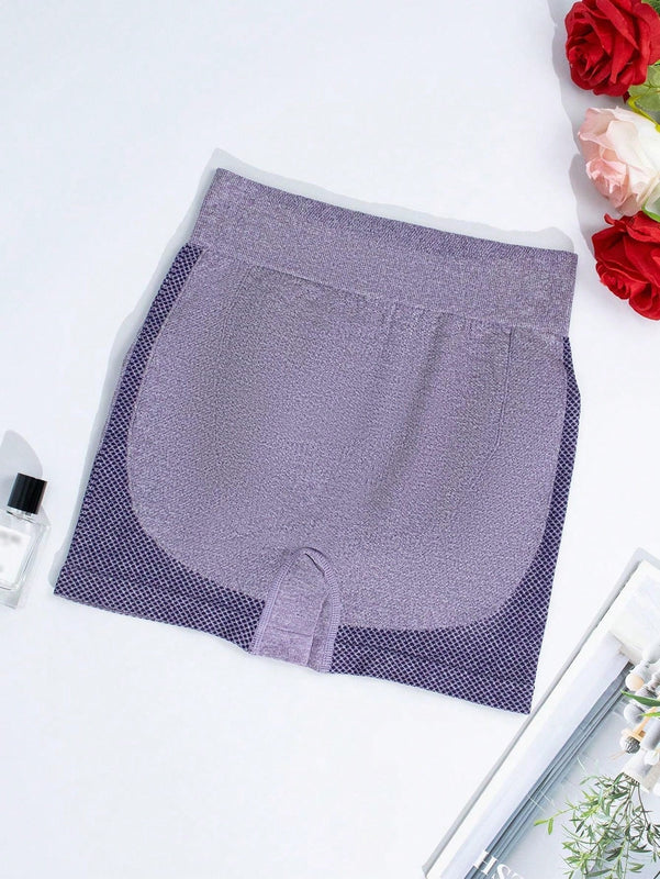 1 pieza shorts de yoga de cintura alta sin costuras amarillos, shorts comodos y transpirables con control de abdomen y levantamiento
