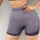 1 pieza shorts de yoga de cintura alta sin costuras amarillos, shorts comodos y transpirables con control de abdomen y levantamiento