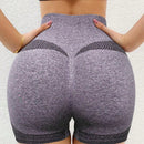1 pieza shorts de yoga de cintura alta sin costuras amarillos, shorts comodos y transpirables con control de abdomen y levantamiento