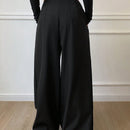 Dazy pantalones holgados de pierna ancha de color liso con cintura con cordon y pliegues para mujer