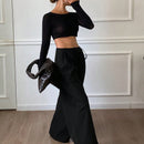 Dazy pantalones holgados de pierna ancha de color liso con cintura con cordon y pliegues para mujer