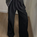 Dazy pantalones holgados de pierna ancha de color liso con cintura con cordon y pliegues para mujer
