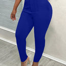 Slayr pantalones de trabajo para mujer de cintura alta, corte delgado y plisado tipo papel clip de color liso minimalista, para verano 2024