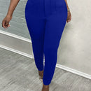 Slayr pantalones de trabajo para mujer de cintura alta, corte delgado y plisado tipo papel clip de color liso minimalista, para verano 2024