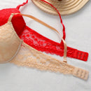 2 piezas de sujetadores con aros de encaje floral rojo/albaricoque con efecto push-up para mujer, ropa interior femenina con cierre trasero para busto/pecho pequeno, lenceria sexy y de unicolor para pechos pequenos, sosten de apoyo con tirantes