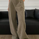 Dazy pantalones anchos de mujer de pana de unicolor con bolsillos