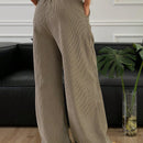 Dazy pantalones anchos de mujer de pana de unicolor con bolsillos