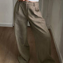 Dazy pantalones anchos de mujer de pana de unicolor con bolsillos