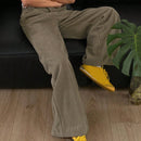 Dazy pantalones anchos de mujer de pana de unicolor con bolsillos
