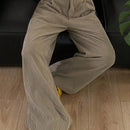 Dazy pantalones anchos de mujer de pana de unicolor con bolsillos