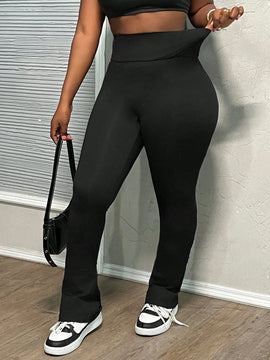Slayr mujeres leggings deportivos casuales negros, cintura alta, efecto control de barriga, acampanados, para otono/invierno