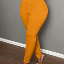 Slayr pantalones de trabajo para mujer de cintura alta, corte delgado y plisado tipo papel clip de color liso minimalista, para verano 2024