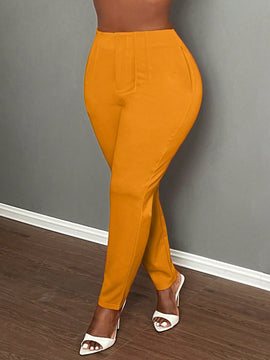 Slayr pantalones de trabajo para mujer de cintura alta, corte delgado y plisado tipo papel clip de color liso minimalista, para verano 2024