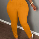Slayr pantalones de trabajo para mujer de cintura alta, corte delgado y plisado tipo papel clip de color liso minimalista, para verano 2024