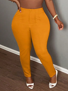 Slayr pantalones de trabajo para mujer de cintura alta, corte delgado y plisado tipo papel clip de color liso minimalista, para verano 2024
