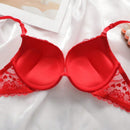 2 piezas de sujetadores con aros de encaje floral rojo/albaricoque con efecto push-up para mujer, ropa interior femenina con cierre trasero para busto/pecho pequeno, lenceria sexy y de unicolor para pechos pequenos, sosten de apoyo con tirantes