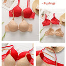 2 piezas de sujetadores con aros de encaje floral rojo/albaricoque con efecto push-up para mujer, ropa interior femenina con cierre trasero para busto/pecho pequeno, lenceria sexy y de unicolor para pechos pequenos, sosten de apoyo con tirantes