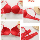 2 piezas de sujetadores con aros de encaje floral rojo/albaricoque con efecto push-up para mujer, ropa interior femenina con cierre trasero para busto/pecho pequeno, lenceria sexy y de unicolor para pechos pequenos, sosten de apoyo con tirantes