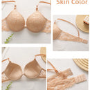 2 piezas de sujetadores con aros de encaje floral rojo/albaricoque con efecto push-up para mujer, ropa interior femenina con cierre trasero para busto/pecho pequeno, lenceria sexy y de unicolor para pechos pequenos, sosten de apoyo con tirantes