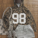 Muchic sudadera con capucha con estampado de leopardo minimalista informal, impreso en toda la prenda, otono invierno