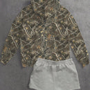 Muchic sudadera con capucha con estampado de leopardo minimalista informal, impreso en toda la prenda, otono invierno