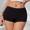 Calzoncillos ajustados casuales de color liso con cintura elastica para mujer
