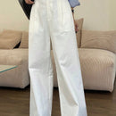 Dazy pantalones anchos de pierna ancha casuales y sueltos de unicolor para mujer