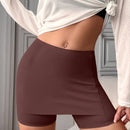 Pantys tipo short para mujer de tela delgada y solida, suaves y comodos shorts sin costura - color cafe