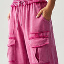 Bohemela pantalones anchos de punto de color liso con bolsillo para mujer, ideales para vacaciones