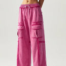 Bohemela pantalones anchos de punto de color liso con bolsillo para mujer, ideales para vacaciones