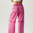 Bohemela pantalones anchos de punto de color liso con bolsillo para mujer, ideales para vacaciones