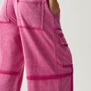 Bohemela pantalones anchos de punto de color liso con bolsillo para mujer, ideales para vacaciones