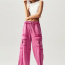 Bohemela pantalones anchos de punto de color liso con bolsillo para mujer, ideales para vacaciones