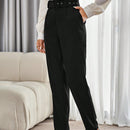 Modichic pantalones de negocios informales versatiles de lino con pierna recta delgada, favorecedores para mujeres