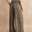 Poeselle pantalones anchos con cordon de lentejuelas brillantes en color dorado para uso casual, conciertos, fiestas de cocteles, salidas nocturnas y carnavales, frenchies fw24