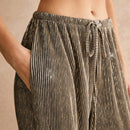 Poeselle pantalones anchos con cordon de lentejuelas brillantes en color dorado para uso casual, conciertos, fiestas de cocteles, salidas nocturnas y carnavales, frenchies fw24