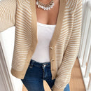 Frenchy cardigan con botones de corte casual y rayas para mujer, para otono/invierno