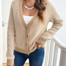Frenchy cardigan con botones de corte casual y rayas para mujer, para otono/invierno