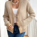 Frenchy cardigan con botones de corte casual y rayas para mujer, para otono/invierno