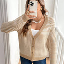 Frenchy cardigan con botones de corte casual y rayas para mujer, para otono/invierno