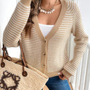 Frenchy cardigan con botones de corte casual y rayas para mujer, para otono/invierno