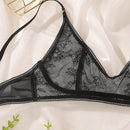 Sujetador inalambrico de encaje floral negro para mujer, sujetador sexy sin aros con copa ultrafina, lenceria transpirable y comoda con cierre trasero y tirantes ajustables, adecuado para fiestas, citas de pareja y uso diario