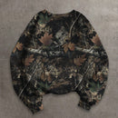 Ezwear sudadera holgada de cuello redondo de manga larga con patron de hojas de arce y ramas para mujer, adecuada para otono/invierno