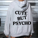Ezwear sudadera holgada con grafico impreso "cute but psycho" de estilo minimalista casual, apta para otono e invierno
