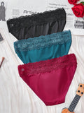 3 piezas de bragas para damas de media altura con encaje, comodas, frescas y sin rastro con diseno de triangulo
