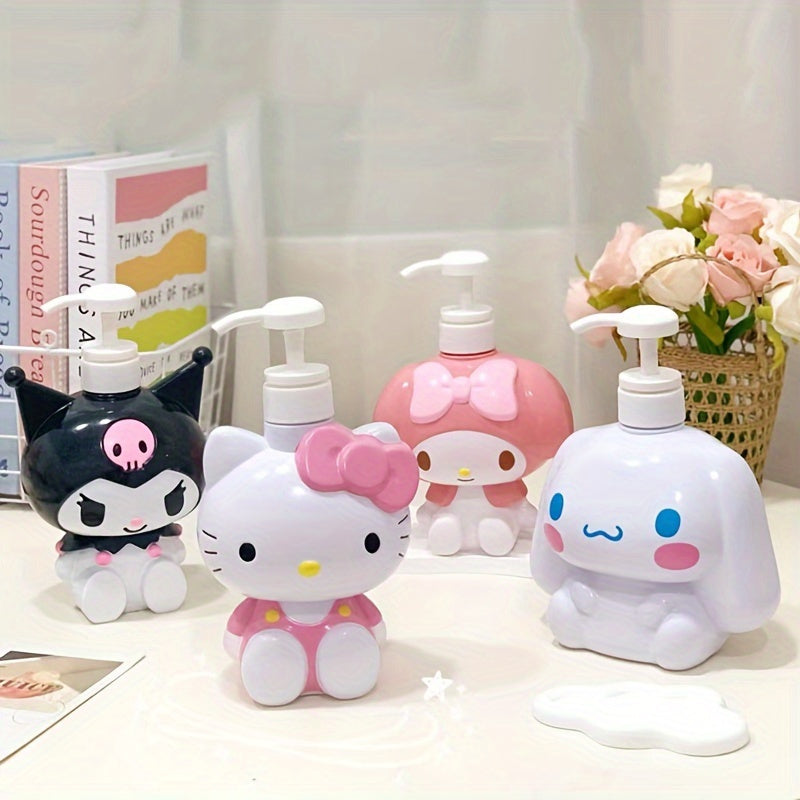 Dispensador de Jabón de Personaje de Dibujos Animados 3D de Sanrio - Gran Capacidad, Diseños de Hello Kitty, Kuromi, My Melody, Cinnamoroll, Botella de Plástico Fácil de Usar para Champú y Gel de Ducha, No Necesita Electricidad, 1 pieza
